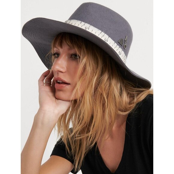 Lucky Brand Milagro & Stitch Grey Wool Boho Hat With Embellished Band - Picture 1 of 8